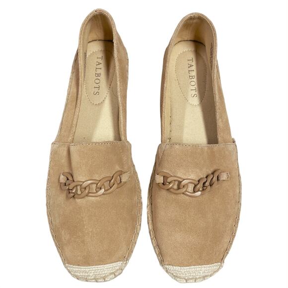 TALBOTS Hadley Chain Suede Platform Espadrille Loafers in Light Toffee Size 6.5 - Picture 2 of 8